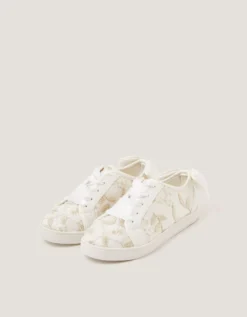Floral Embroidered Trainers Ivory