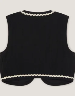 Floral Embroidered Waistcoat Black