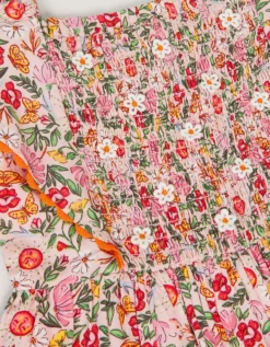 Floral Smocked Playsuit Pink