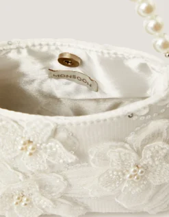 Flower Embellished Mesh Bag