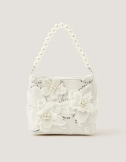 Flower Embellished Mesh Bag