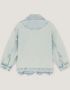 Flower Sequin Denim Jacket Blue