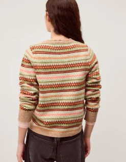 Fran Front Tie Fair Isle Cardigan Natural
