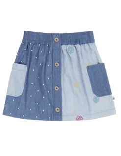 Frugi Embroidered Denim Skirt Blue