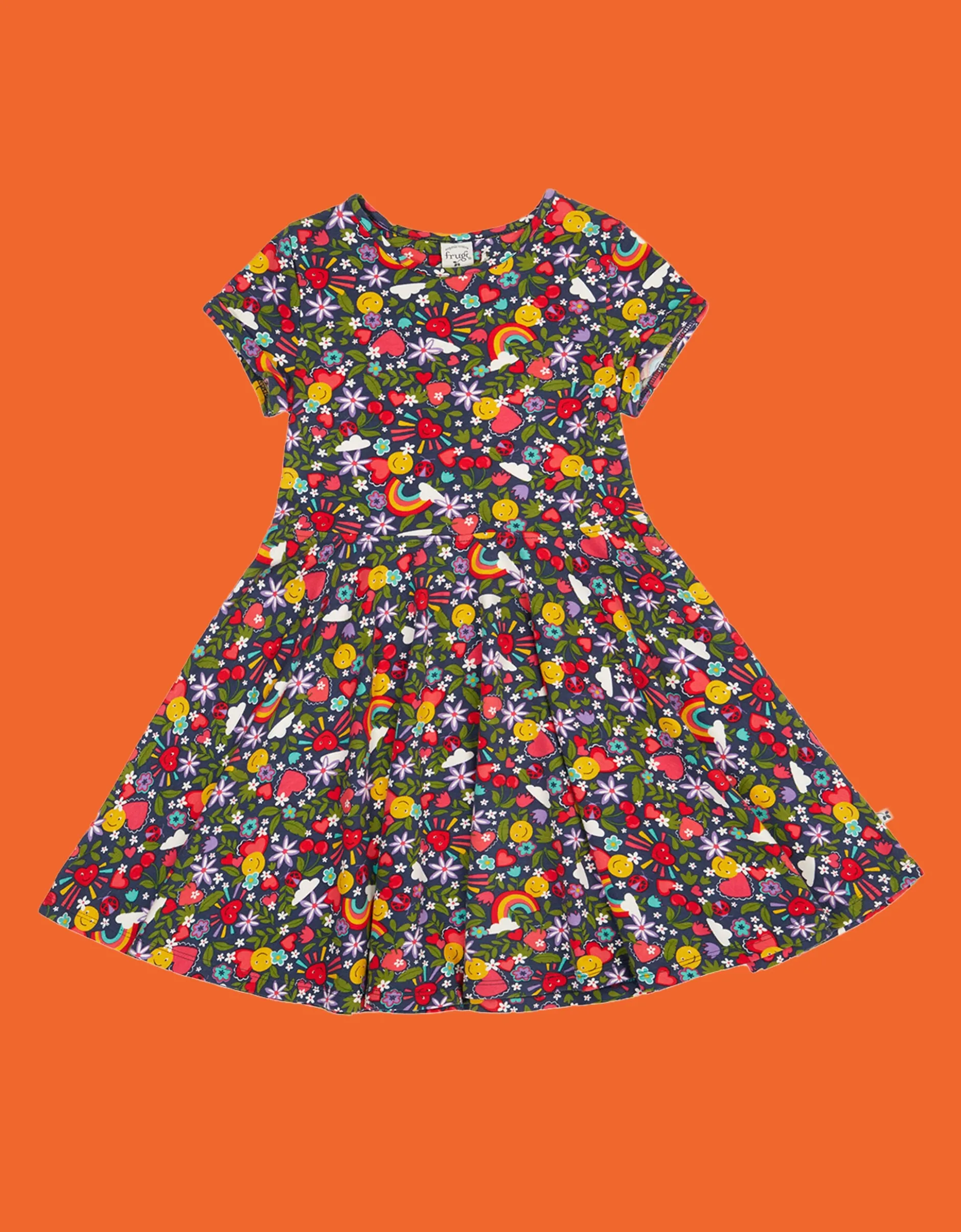 Frugi Spring Printed Skater Dress Blue