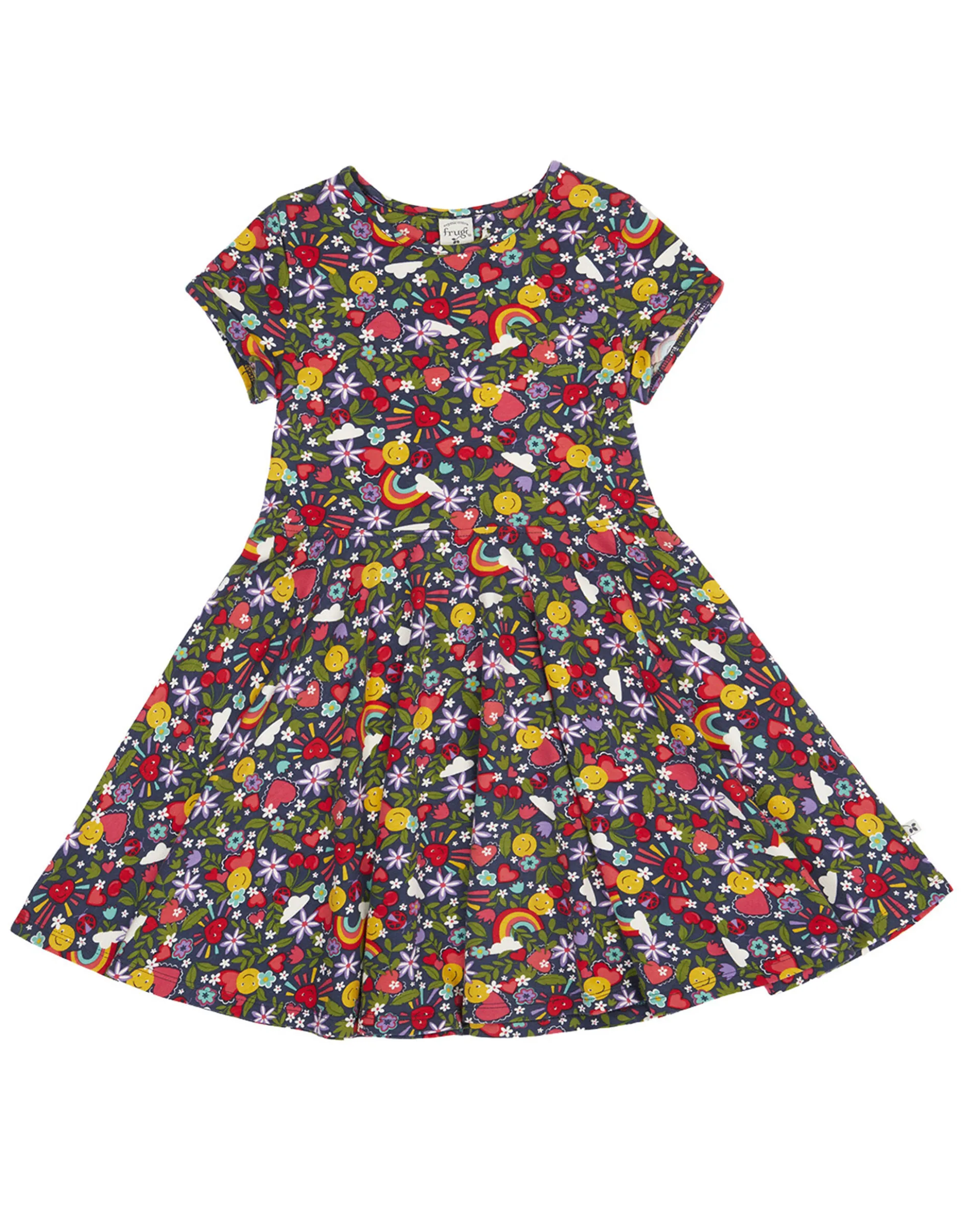 Frugi Spring Printed Skater Dress Blue