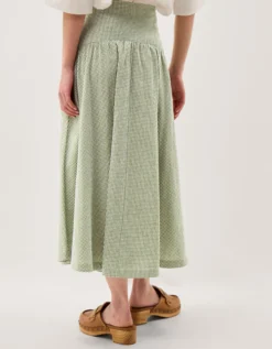 Gaia Gingham Midi Skirt Green