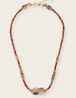 Gas Bijoux Lima Talisman Stone Hand-Woven Cord Necklace