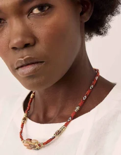Gas Bijoux Lima Talisman Stone Hand-Woven Cord Necklace
