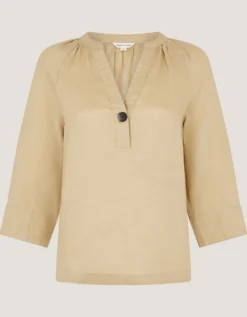 Gianna Linen Top Green