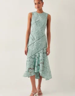 Gianna Sleeveless Lace Midi Dress Green