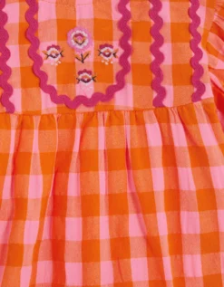 Gingham Print Top & Shorts Set Orange