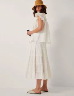 Ginny Tiered Maxi Skirt Ivory