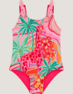 Giraffe Print Swimsuit Orange