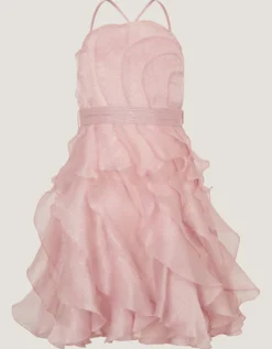 Glitter Ruffle Party Dress Pink