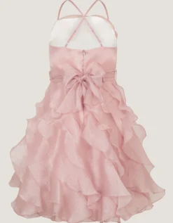 Glitter Ruffle Party Dress Pink