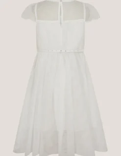 Gracia Embroidered Yoke Tulle Dress Ivory