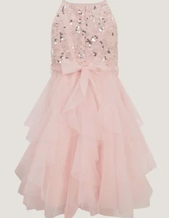 Gracie Embellished Waterfall Dress Pink