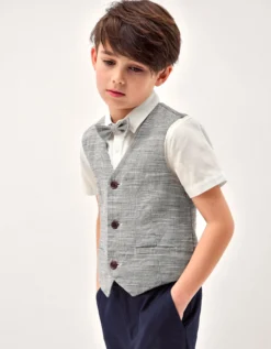 Greyson 3-Piece Houndstooth Waistcoat & Shirt Blue