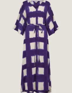 Halia Artisanal Tie-Dye Midi Kaftan Blue