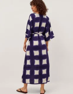 Halia Artisanal Tie-Dye Midi Kaftan Blue