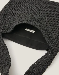 Hari Scoop Raffia Shoulder Bag Black