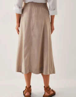 Harper Linen A-Line Midi Skirt Natural