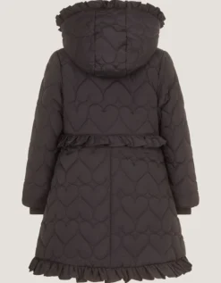 Harriett Heart Quilted Coat Black