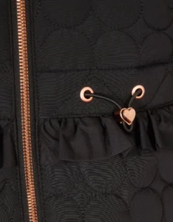 Harriett Heart Quilted Coat Black