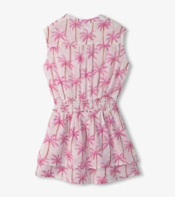 Hatley Palm Print Sleeveless Dress White