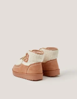 Heart Faux Shearling Ankle Boots Natural