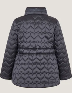 Heart Quilted Shower Resistant Coat Blue