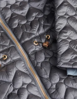 Heart Quilted Shower Resistant Coat Blue