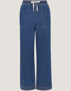 Heidi Drawstring Regular Wide Leg Jeans Blue