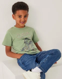 Howdy Cowboy Embroidered T-Shirt Green