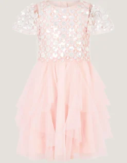 Inaya Floral Sequin Party Dress Pink