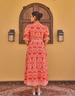 India & Mills Katie Tropic Midi Dress Red