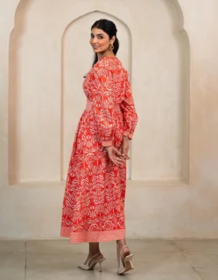 India & Mills Pippa Tropic Midi Dress Red