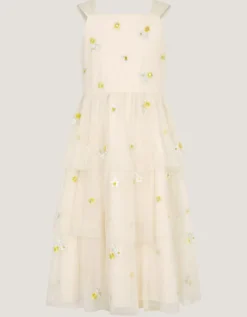Ingrid Floral Embroidered Tiered Maxi Dress White
