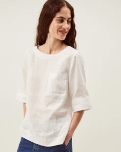 Ingrid Linen Top White
