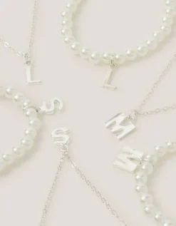 Initial Necklace & Bracelet Pouch Set Multi