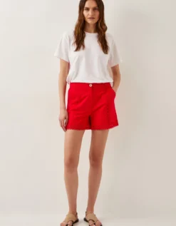 Irina High-Waisted Lace Shorts Red