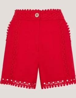 Irina High-Waisted Lace Shorts Red