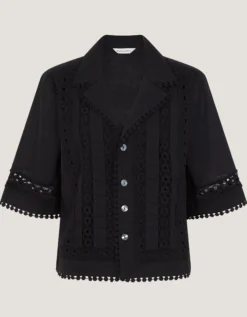 Irina Lace Trim Shirt Black