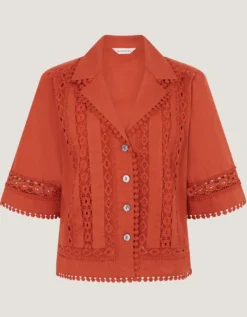 Irina Lace Trim Shirt Orange