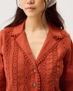 Irina Lace Trim Shirt Orange