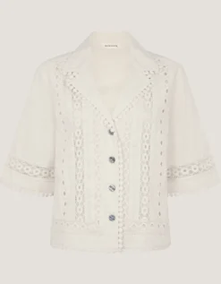 Irina Lace Trim Shirt White