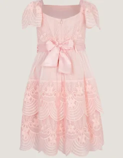Isabel Lace Scallop Tiered Party Dress Pink