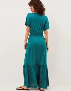 Jacqui Embroidered Jersey Midi Dress Teal