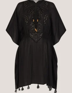 Jada Embellished Mini Kaftan Black